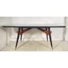 TAVOLO PRANZO DESIGN ANNI 60 Vittorio Dassi LEGNO OTTONE VETRO TABLE VINTAGE