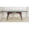 TAVOLO PRANZO DESIGN ANNI 60 Vittorio Dassi LEGNO OTTONE VETRO TABLE VINTAGE
