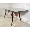 TAVOLO PRANZO DESIGN ANNI 60 Vittorio Dassi LEGNO OTTONE VETRO TABLE VINTAGE