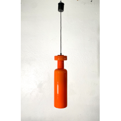 LAMPADARIO PENDENTE SOSPENSIONE VETRO INCAMICIATO ARANCIONE BIANCO MID CENTURY