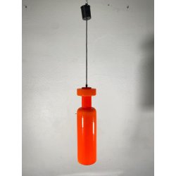 LAMPADARIO PENDENTE SOSPENSIONE VETRO INCAMICIATO ARANCIONE BIANCO MID CENTURY