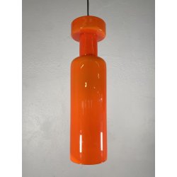 LAMPADARIO PENDENTE SOSPENSIONE VETRO INCAMICIATO ARANCIONE BIANCO MID CENTURY