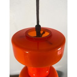 LAMPADARIO PENDENTE SOSPENSIONE VETRO INCAMICIATO ARANCIONE BIANCO MID CENTURY