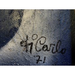 QUADRO ASTRATTO TECNICA MISTA Vittorio M. Carlo NATURA MORTA PESCI '71