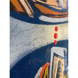 QUADRO ASTRATTO TECNICA MISTA Vittorio M. Carlo NATURA MORTA PESCI '71