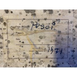 QUADRO ASTRATTO TECNICA MISTA Vittorio M. Carlo NATURA MORTA PESCI '71