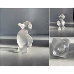 FIGURA CRISTALLO ANATRA CRYSTAL FROSTED DUCK Sevres FRANCE PAPERWEIGHT 7 cm/h