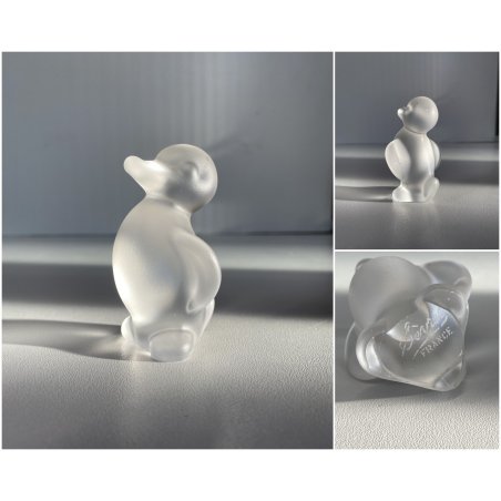 FIGURA CRISTALLO ANATRA CRYSTAL FROSTED DUCK Sevres FRANCE PAPERWEIGHT 7 cm/h