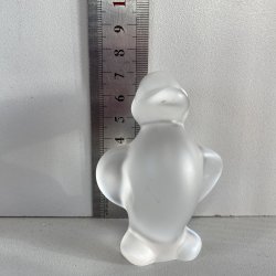 FIGURA CRISTALLO ANATRA CRYSTAL FROSTED DUCK Sevres FRANCE PAPERWEIGHT 7 cm/h