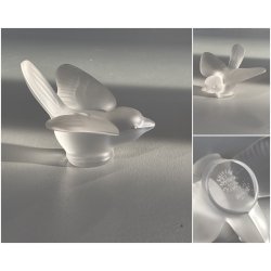 FIGURA CRISTALLO UCCELLO BIRD FROSTED CRYSTAL Sevres FRANCE PAPERWEIGHT 7 cm/h