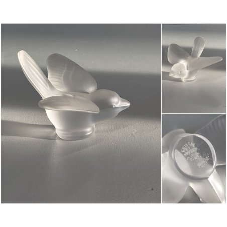 FIGURA CRISTALLO UCCELLO BIRD FROSTED CRYSTAL Sevres FRANCE PAPERWEIGHT 7 cm/h