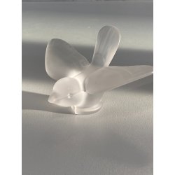 FIGURA CRISTALLO UCCELLO BIRD FROSTED CRYSTAL Sevres FRANCE PAPERWEIGHT 7 cm/h