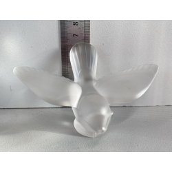 FIGURA CRISTALLO UCCELLO BIRD FROSTED CRYSTAL Sevres FRANCE PAPERWEIGHT 7 cm/h