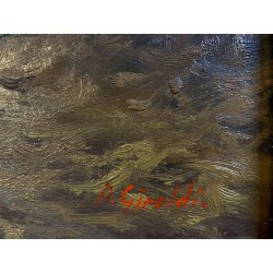 QUADRO OLIO PAESAGGIO Artino Giroldi "Andando a casa mia" BOSCO LAGO MAGGIORE