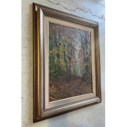 QUADRO OLIO PAESAGGIO Artino Giroldi "Andando a casa mia" BOSCO LAGO MAGGIORE