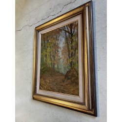 QUADRO OLIO PAESAGGIO Artino Giroldi "Andando a casa mia" BOSCO LAGO MAGGIORE