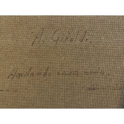 QUADRO OLIO PAESAGGIO Artino Giroldi "Andando a casa mia" BOSCO LAGO MAGGIORE