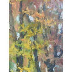 QUADRO OLIO PAESAGGIO Artino Giroldi "Andando a casa mia" BOSCO LAGO MAGGIORE