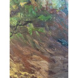 QUADRO OLIO PAESAGGIO Artino Giroldi "Andando a casa mia" BOSCO LAGO MAGGIORE