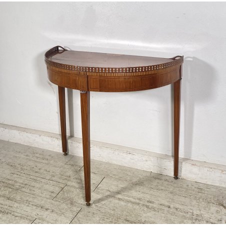 ANTICA CONSOLLE VITTORIANA INTARSIATA PRIMISSIMI 1900 LEGNO NOCE SCOLPITA EPOCA