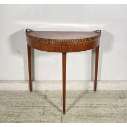 ANTICA CONSOLLE VITTORIANA INTARSIATA PRIMISSIMI 1900 LEGNO NOCE SCOLPITA EPOCA