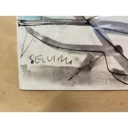 DISEGNO TECNICA MISTA Corrado Selvini  NUDO FIGURA FEMMINILE  ASTRATTO '900