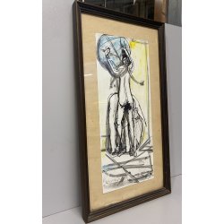 DISEGNO TECNICA MISTA Corrado Selvini  NUDO FIGURA FEMMINILE  ASTRATTO '900