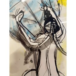 DISEGNO TECNICA MISTA Corrado Selvini  NUDO FIGURA FEMMINILE  ASTRATTO '900