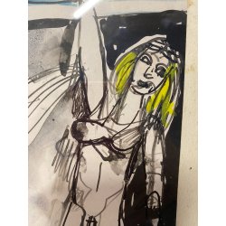 DISEGNO ASTRATTO TECNICA MISTA Corrado Selvini  FIGURE NUDO FEMMINILE '900