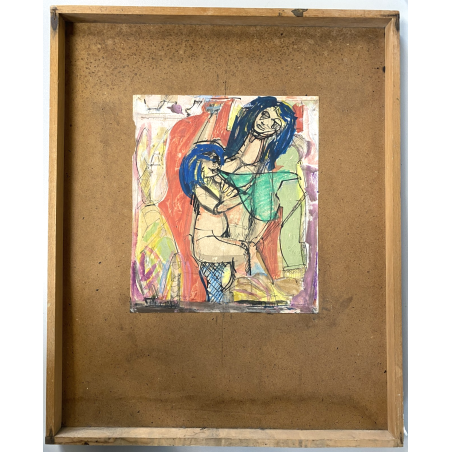 DISEGNO ASTRATTO TECNICA MISTA CARTA Corrado Selvini  FIGURE FEMMINILI NUDO '900