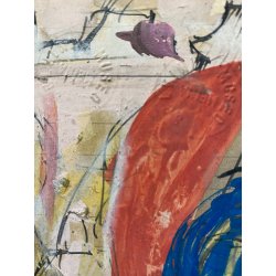 DISEGNO ASTRATTO TECNICA MISTA CARTA Corrado Selvini  FIGURE FEMMINILI NUDO '900