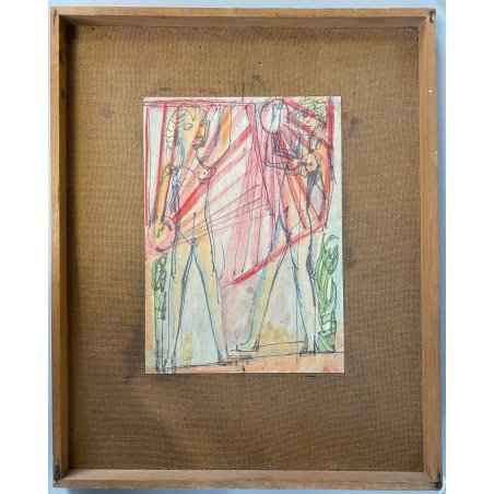 DISEGNO ASTRATTO Corrado Selvini  TECNICA MISTA CARTA FIGURE FEMMINILI NUDO '900