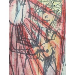 DISEGNO ASTRATTO Corrado Selvini  TECNICA MISTA CARTA FIGURE FEMMINILI NUDO '900