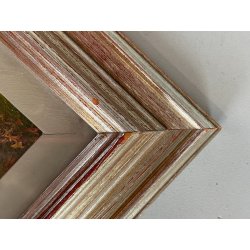 QUADRO DIPINTO OLIO De Regibus PAESAGGIO LACUSTRE AUTUNNO 21,5x17,5cm EPOCA '70