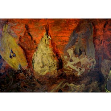 ANTICO QUADRO DIPINTO OLIO TAVOLA Bertinario Augusto NATURA MORTA FRUTTA PERE 