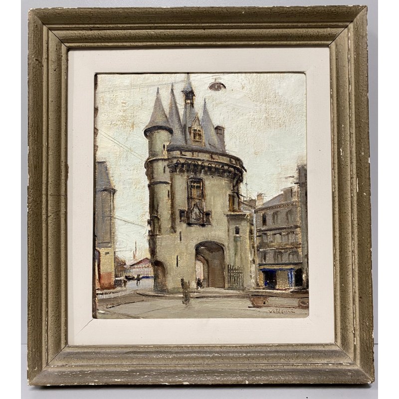 ANTICO DIPINTO OLIO Valdemi SCORCIO Porte Cailhau BORDEAUX FRANCIA