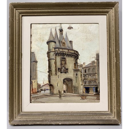 ANTICO DIPINTO OLIO Valdemi SCORCIO Porte Cailhau BORDEAUX FRANCIA