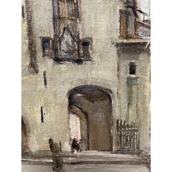 ANTICO DIPINTO OLIO Valdemi SCORCIO Porte Cailhau BORDEAUX FRANCIA