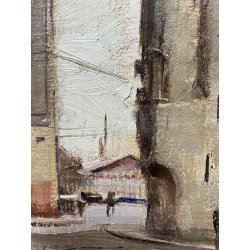 ANTICO DIPINTO OLIO Valdemi SCORCIO Porte Cailhau BORDEAUX FRANCIA