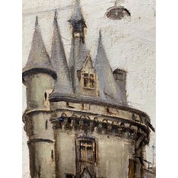 ANTICO DIPINTO OLIO Valdemi SCORCIO Porte Cailhau BORDEAUX FRANCIA