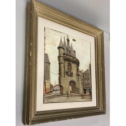 ANTICO DIPINTO OLIO Valdemi SCORCIO Porte Cailhau BORDEAUX FRANCIA