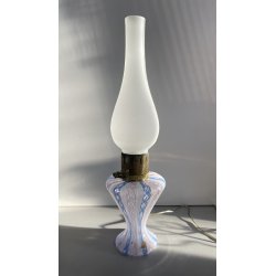 LAMPADA LUME TAVOLO ABATJOUR VETRO MURANO RETICELLO ZANFIRICO ELETTRIFICATA '50