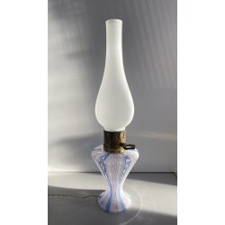 LAMPADA LUME TAVOLO ABATJOUR VETRO MURANO RETICELLO ZANFIRICO ELETTRIFICATA '50