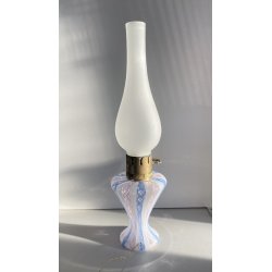 LAMPADA LUME TAVOLO ABATJOUR VETRO MURANO RETICELLO ZANFIRICO ELETTRIFICATA '50