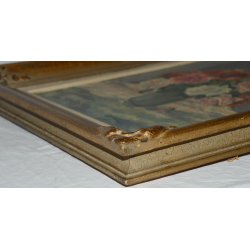 ANTICO QUADRO DIPINTO Jean Affeltranger Töss NATURA MORTA fiori ROSE olio tavola