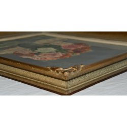 ANTICO QUADRO DIPINTO Jean Affeltranger Töss NATURA MORTA fiori ROSE olio tavola