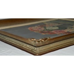 ANTICO QUADRO DIPINTO Jean Affeltranger Töss NATURA MORTA fiori ROSE olio tavola