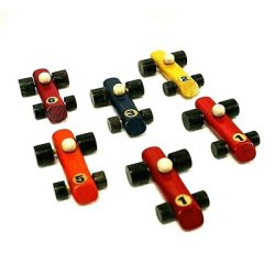 LOTTO 6 pz MACCHININE in LEGNO CON NUMERO GIOCO WOODEN CAR VINTAGE TOY 1970 