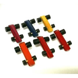 LOTTO 6 pz MACCHININE in LEGNO CON NUMERO GIOCO WOODEN CAR VINTAGE TOY 1970 