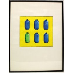 QUADRO CARTONE MARTELLATO ACQUERELLO M. Morandi MODERN POP ART BOMBOLE GAS '80s
